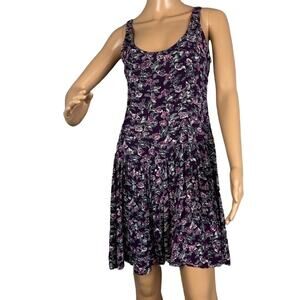 Brandy Melville Purple Floral Sleeveless Dress Backless One Size Resort Coastal